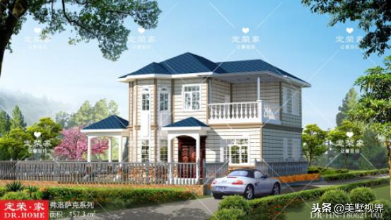 10.7米X10.4米農村二層別墅設計圖，外觀經典耐看、施工簡單，而且造價相當經濟。