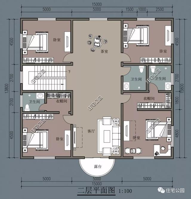 占地214平二層農(nóng)村法式別墅設計圖，臥室?guī)б旅遍g和衛(wèi)生間的體驗才高級