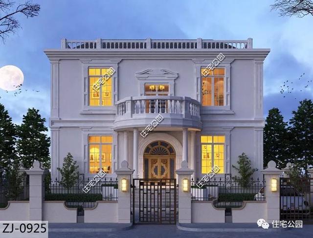 占地214平二層農(nóng)村法式別墅設計圖，臥室?guī)б旅遍g和衛(wèi)生間的體驗才高級