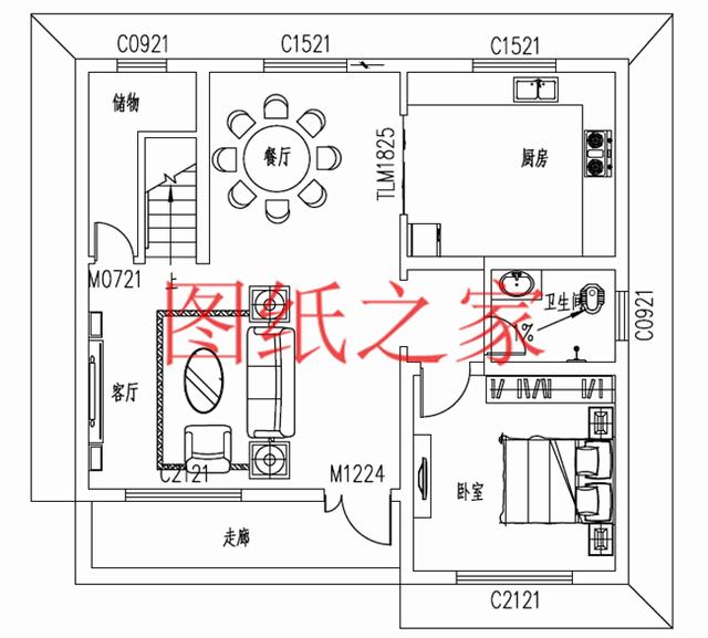 占地90平米左右的二層別墅，開間不到10米，非常實用的小戶型！