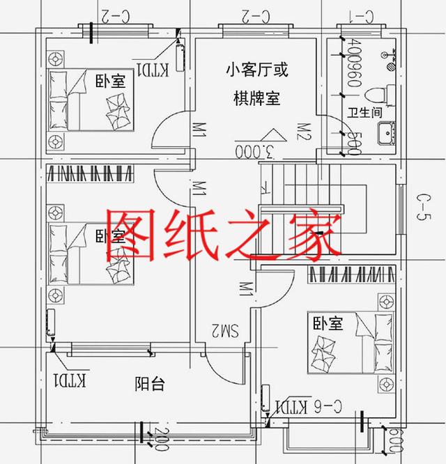 占地90平米左右的二層別墅，開間不到10米，非常實用的小戶型！