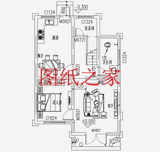 占地90平米左右的二層別墅，開間不到10米，非常實用的小戶型！