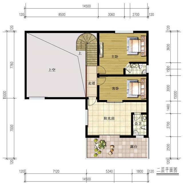 占地145平方米二層新中式別墅設(shè)計(jì)圖，帶堂屋+陽(yáng)光房，古風(fēng)古色！