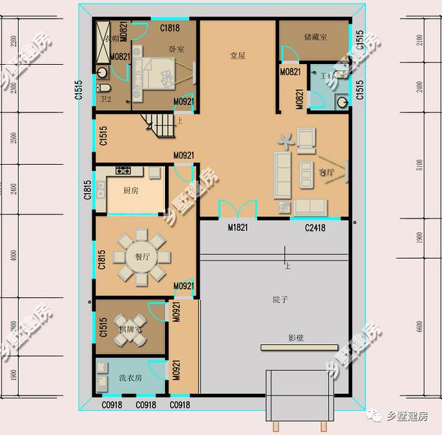 12.54×18.34米二層中式自建房，十分的有古典氣息，我猜，你一定喜歡！