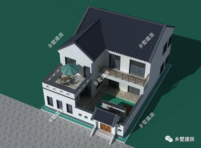 12.54×18.34米二層中式自建房，十分的有古典氣息，我猜，你一定喜歡！