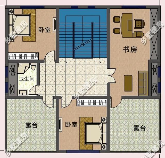 復(fù)古三層小洋樓別墅設(shè)計圖，別致的造型和配色，注定成為農(nóng)村一道靚麗的風(fēng)景線。