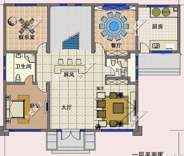 復(fù)古三層小洋樓別墅設(shè)計圖，別致的造型和配色，注定成為農(nóng)村一道靚麗的風(fēng)景線。