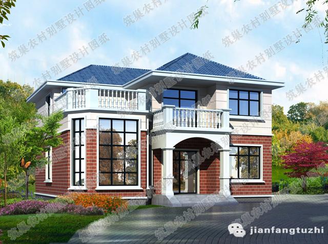 占地168平農(nóng)村二層自建房，簡(jiǎn)單又耐看，戶型精致美觀，帶圍廊+露臺(tái)