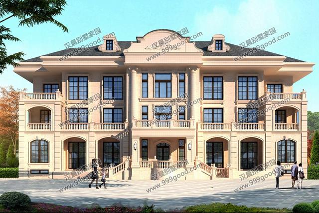 古典歐式和徽派中式結(jié)合的別墅設(shè)計(jì)圖，造型挺別致。