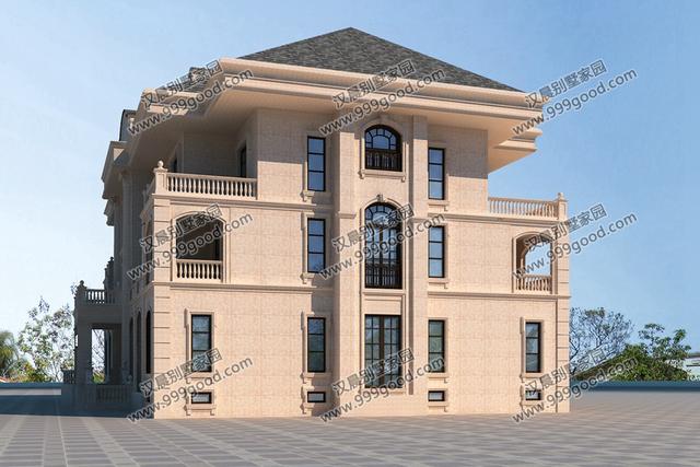 古典歐式和徽派中式結(jié)合的別墅設(shè)計(jì)圖，造型挺別致。