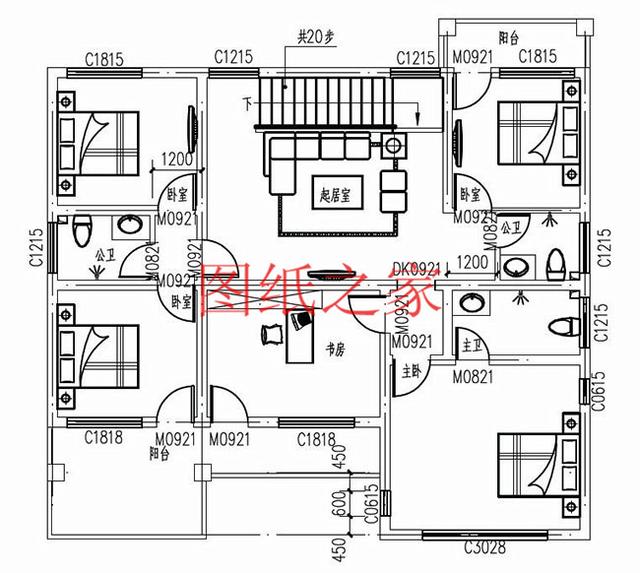 大戶型二層別墅設(shè)計(jì)圖，造價(jià)只要20萬，讓您的別墅獨(dú)一無二！