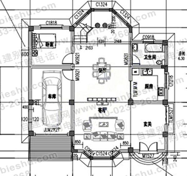 三層帶車庫(kù)別墅設(shè)計(jì)圖，四面采光，這布局男女老少通吃！