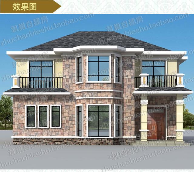 熱款農(nóng)村二層別墅設(shè)計(jì)圖，25萬5臥13×11米帶挑空客廳！