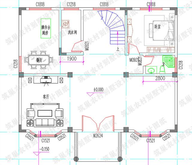 5款別墅設(shè)計(jì)圖，造價低廉，建筑結(jié)構(gòu)水電齊全。