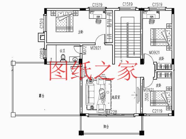 簡約美觀、經濟實用的二層別墅設計圖，非常符合您建房的實際需要！