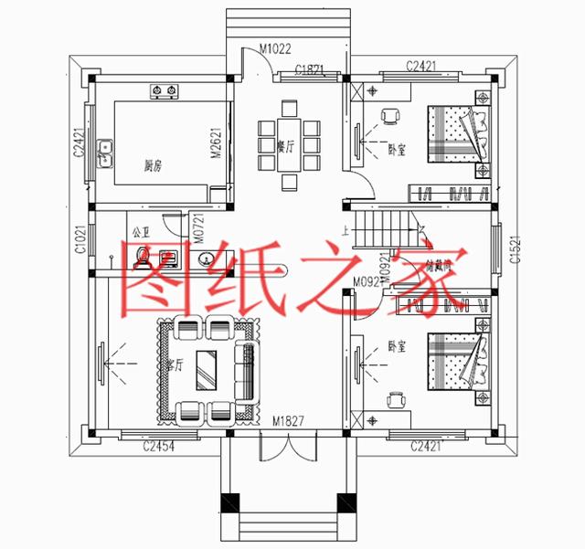 簡約美觀、經濟實用的二層別墅設計圖，非常符合您建房的實際需要！