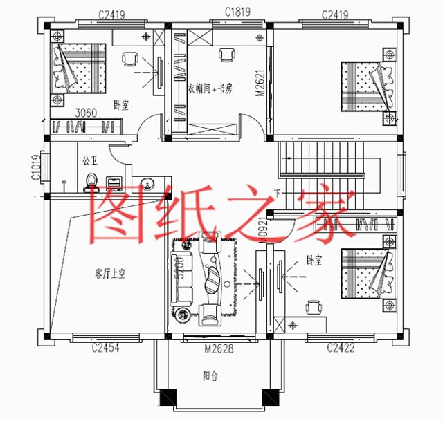 簡約美觀、經濟實用的二層別墅設計圖，非常符合您建房的實際需要！