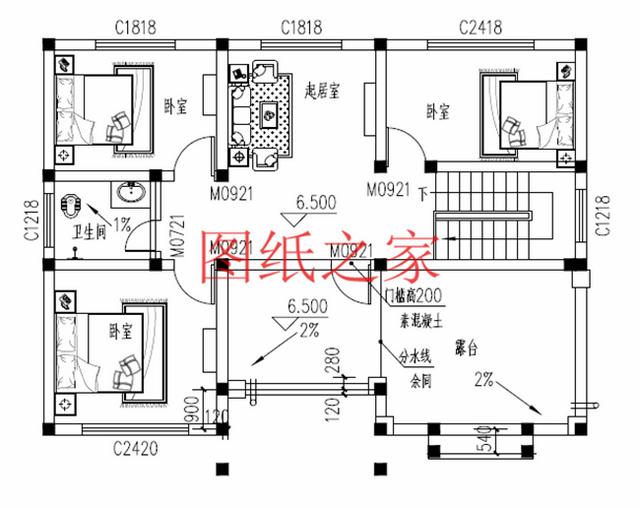 30萬三層別墅設(shè)計(jì)圖，100平米的方正戶型，舒適宜居、美觀大氣！