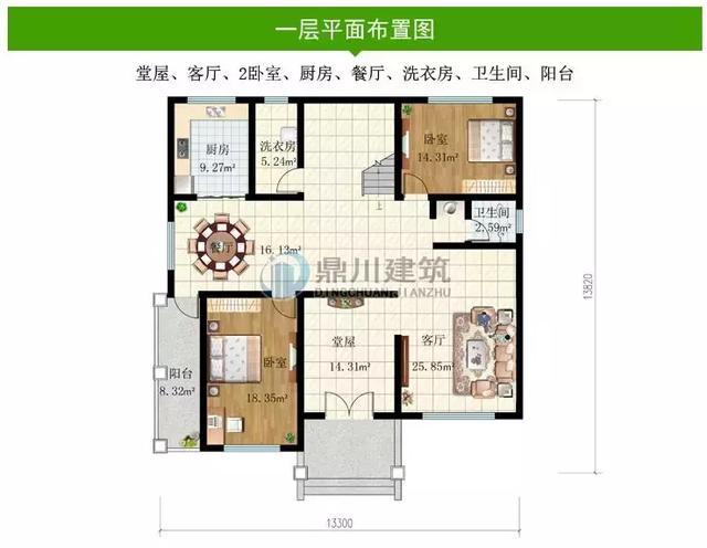 農(nóng)村二層別墅設(shè)計(jì)圖，6臥3廳1書房帶堂屋，年輕人最愛的戶型！