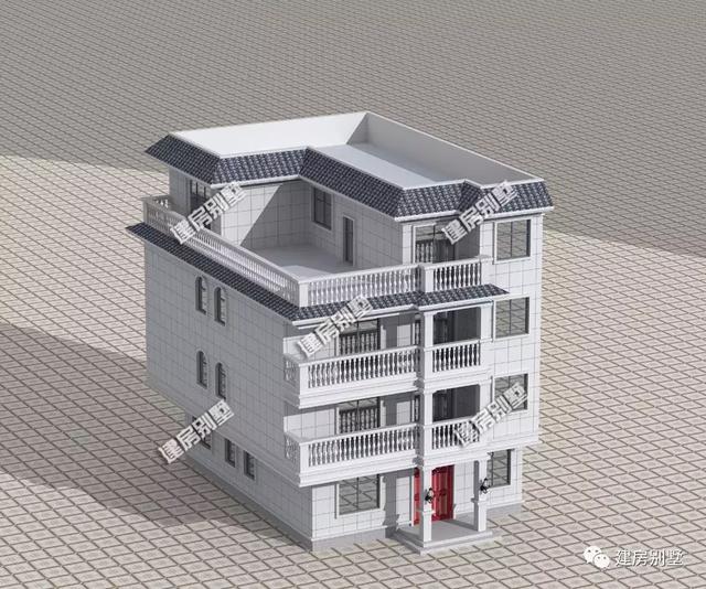 平屋頂+大露臺農(nóng)村自建房，室外晾曬空間多。