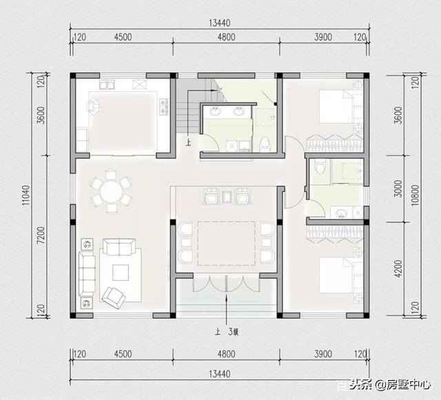 新中式園林別墅設(shè)計圖，一間中庭連兩家，兄弟同心父母樂！