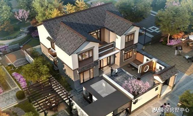 新中式園林別墅設(shè)計圖，一間中庭連兩家，兄弟同心父母樂！