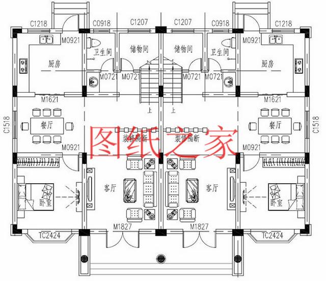 3套兄弟雙拼別墅戶型平面圖，比獨棟更美觀大氣！