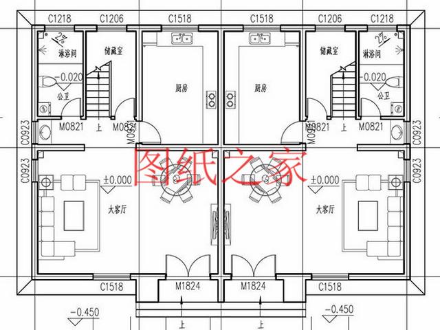 3套兄弟雙拼別墅戶型平面圖，比獨棟更美觀大氣！