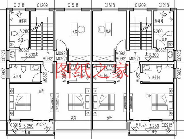 3套兄弟雙拼別墅戶型平面圖，比獨棟更美觀大氣！