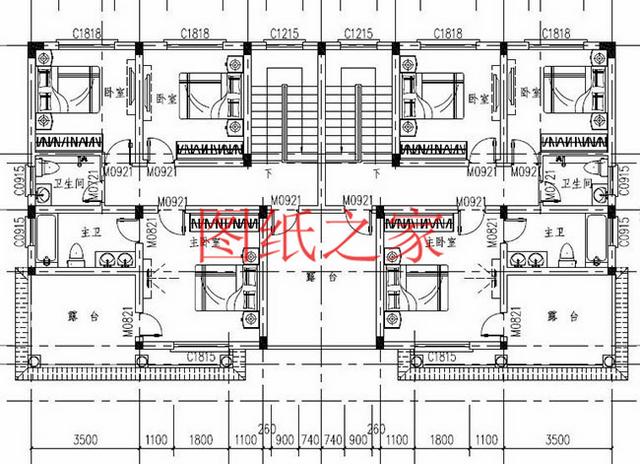 5套三層雙拼別墅方案，單戶100平左右，對(duì)稱設(shè)計(jì)彰顯房屋氣勢(shì)！