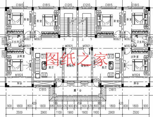 5套三層雙拼別墅方案，單戶100平左右，對(duì)稱設(shè)計(jì)彰顯房屋氣勢(shì)！