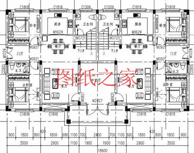 5套三層雙拼別墅方案，單戶100平左右，對(duì)稱設(shè)計(jì)彰顯房屋氣勢(shì)！