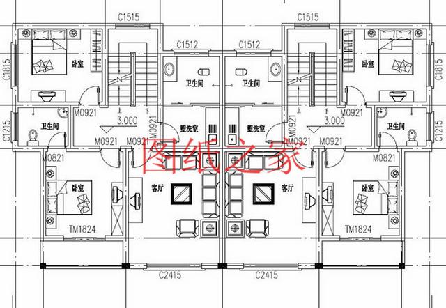 5套三層雙拼別墅方案，單戶100平左右，對(duì)稱設(shè)計(jì)彰顯房屋氣勢(shì)！
