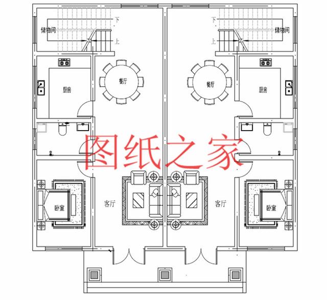 5套三層雙拼別墅方案，單戶100平左右，對(duì)稱設(shè)計(jì)彰顯房屋氣勢(shì)！