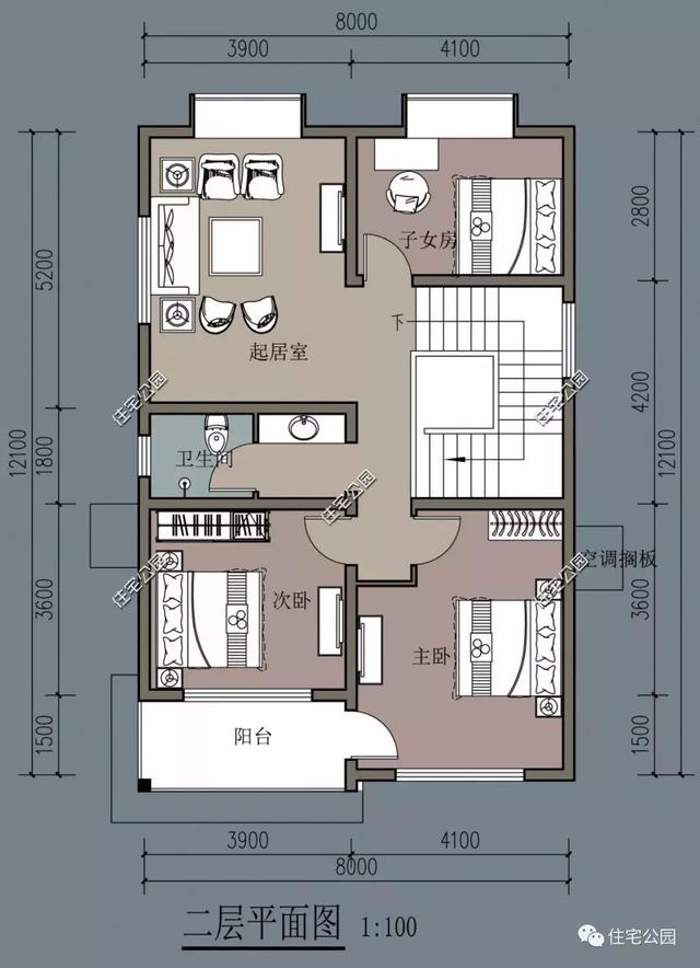 面寬8米的二層農(nóng)村自建小別墅，平屋頂方便晾曬