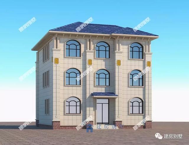 簡歐風(fēng)格帶復(fù)式客廳的農(nóng)村三層自建房設(shè)計(jì)方案，主體35萬，建好就是村里地標(biāo)