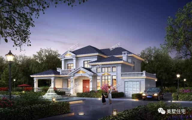 這款別墅設(shè)計圖顏值高上檔次，車庫+獨立餐廚，建一棟衣錦還鄉(xiāng)