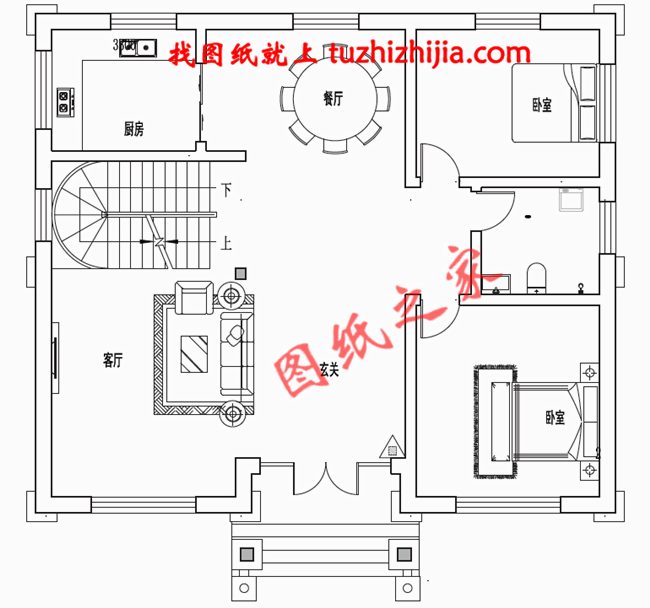 經(jīng)濟(jì)型農(nóng)村二層半別墅房屋設(shè)計(jì)圖，只要30萬(wàn)就能建成！