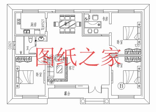 開間15米的農(nóng)村平房，歐式別墅簡(jiǎn)單大氣，非常適合農(nóng)村修建！