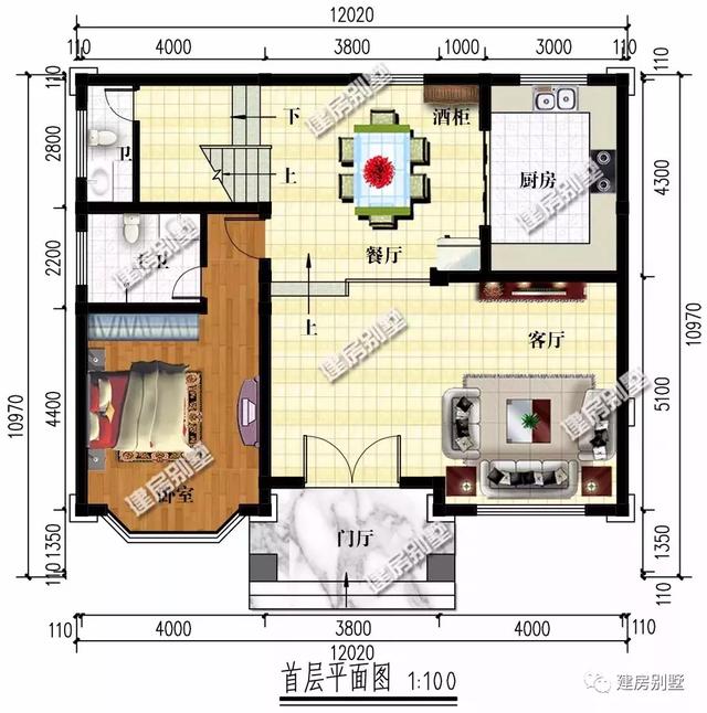 12×10.9米農(nóng)村三層別墅設(shè)計方案，衣物晾曬空間處理得非常巧妙