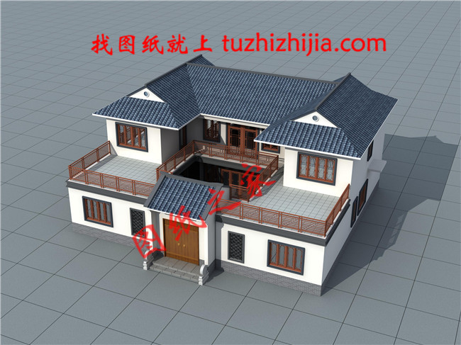 農(nóng)村小型四合院設(shè)計(jì)效果圖及施工圖，四面建房