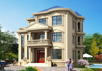 150平米左右歐式三層鄉(xiāng)村別墅設(shè)計(jì)圖，客廳中空