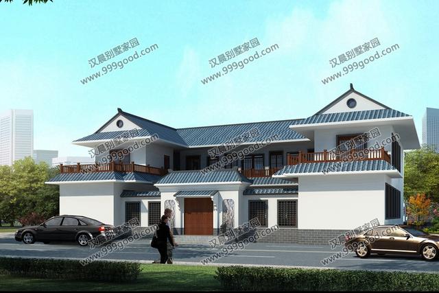 帶露臺(tái)中式三合院農(nóng)村別墅，2套帶車庫(kù)，占地170平的第2款才26萬(wàn)