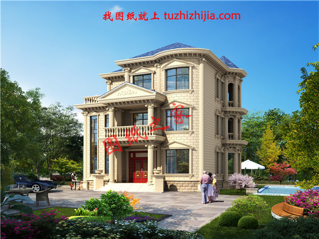 150平米左右歐式三層鄉(xiāng)村別墅設(shè)計圖，客廳中空