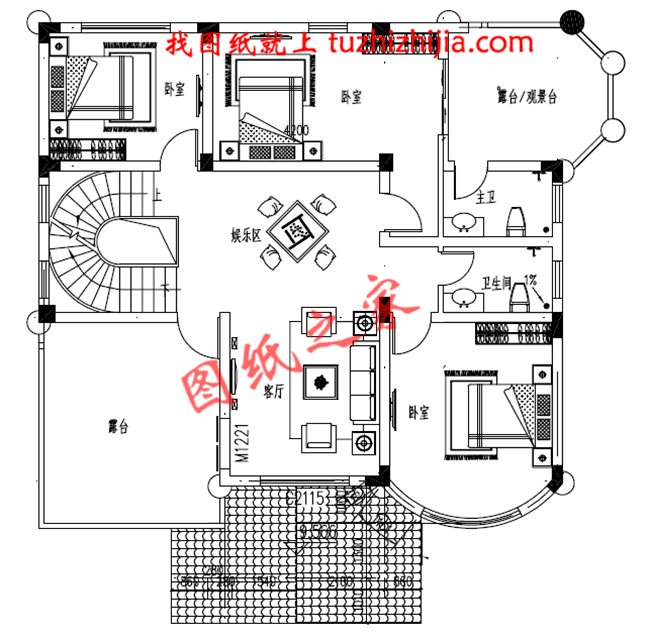 150平米左右歐式三層鄉(xiāng)村別墅設(shè)計圖，客廳中空