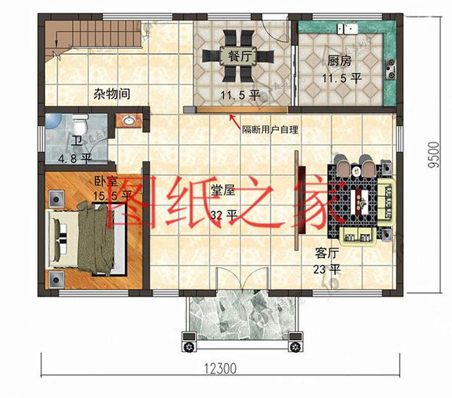 120平米二層別墅，12X10米戶型方正，喜歡就快點(diǎn)回家建房吧！