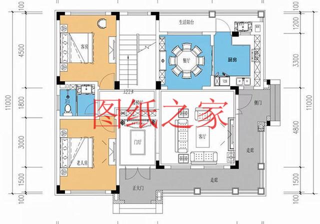 120平米二層別墅，12X10米戶型方正，喜歡就快點(diǎn)回家建房吧！