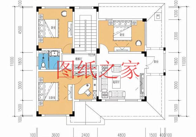 120平米二層別墅，12X10米戶型方正，喜歡就快點(diǎn)回家建房吧！