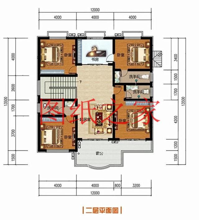 5套開(kāi)間12米的二層別墅，戶型方正實(shí)用，人人都喜歡！