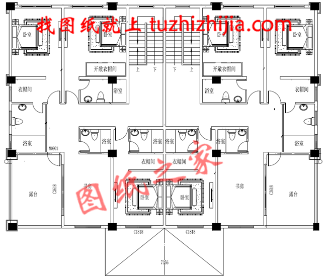 門廳共用二層歐式兄弟雙拼別墅圖片及施工圖
